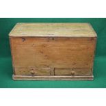 19th century pine mule chest the top lifting to reveal left hand candle box and storage space over