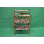 Victorian bamboo three section Canterbury having lower tier and standing on splayed feet - 18.5"