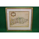 Robert Morden, hand coloured map of Sussex to include Chichester, Arundel, Bramber, Lewes,