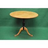 Biedermier Goldbirch tip top centre table having circular top supported on urn shaped column leading