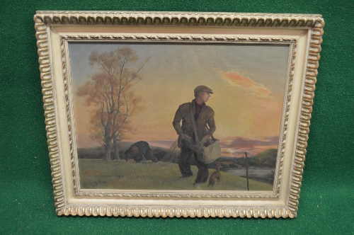 John Claydon, oil on board of poachers setting up nets on a hillside, signed bottom left, in