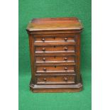 19th century mahogany table top chest of drawers the top having raised gallery and moulded edge with