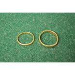 Two 22ct gold wedding bands (weight 7.8gms) Please note descriptions are not condition reports,