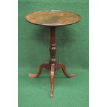 19th century mahogany tip top occasional table the circular top having raised edge and supported