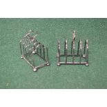 Pair of silver five bar toast racks having pierced handle, marked for Sheffield Please note