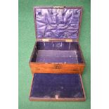 19th century mahogany travel box having brass cap corners and military style top carrying handle the