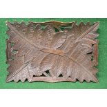 Black Forest carved wooden tray having pierced fern leaf design - 12" wide Please note