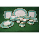 Quantity of Wedgwood tea and dinnerware having a turquoise and gilt border on a white ground to