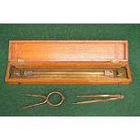 UWW Makers, Birmingham brass slide rule - 18" long in wooden case together with two brass