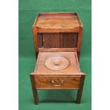 Georgian mahogany tray top commode having raised gallery with pierced carrying handles over