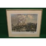 Rowland Hilder Limited Edition Print numbered 77/480 showing Windsor Castle from across a lake,