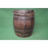 Oak coopered well bucket having metal hoop swing handle - 12.25" tall Please note descriptions are