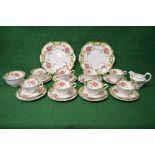 Old English Grosvenor china Gainsborough pattern teaset having floral decoration with green and gilt