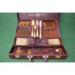 Bestecke Solingen twelve place cutlery setting having 23/24ct gold plating contained in fitted