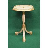 20th century Italian cream and gilt painted occasional table having square top with cut corners