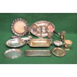 Good collection of silver plate to include: chocolate pots, bread board, egg cups, ashtrays,