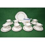 Royal Doulton Pastorale H.5002 teaset having floral decoration with silvered borders to comprise: