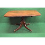 19th century mahogany rectangular breakfast table having rounded corners and reeded edge,