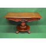 19th century rosewood side table having rectangular top with moulded edge over two drawers,