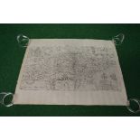 Black and white engraved Sussex map having British Crest to upper left corner and centre fold -