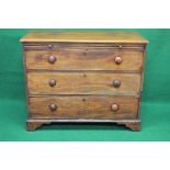 19th century mahogany chest of drawers the top having moulded edge over brushing slide opening to