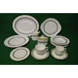 Quantity of Royal Doulton Rondelay H5004 tea and dinnerware having a floral decoration on a green