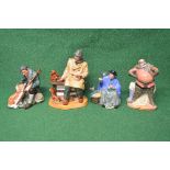 Group of four Royal Doulton figures to comprise: Tuppence A Bag HN2320, The Master HN2325,