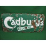 Enamel advertising sign for Cadbury's Chocolate, white letters on a green ground - 46.75" x 21" (