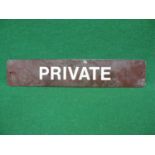 Reproduction BR(W) enamel Private sign, cream letters on a brown ground - 18" x 3.5" Please note