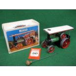 Mamod traction engine with spirit burner, steering column and drive belt, boxed Please note