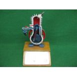 Sectionalised educational hand turned model of a two stroke engine with 6 volt sparking plug