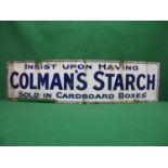 Enamel sign Insist Upon Having Colman's Starch Sold In Cardboard Boxes, blue letters and border on a