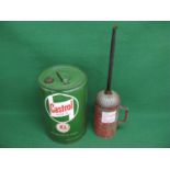 Five gallon Castrol XL Motor Oil drum with cap together with an unnamed Lighting Torch - 28" long