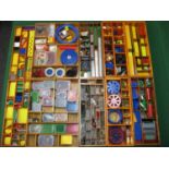 Large collection of clean 1920's-2000 Meccano mostly in bespoke compartmentalised wooden boxes to