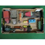 Box of mostly tinplate and clockwork items for restoration or parts from Triang, DCMT Ltd and