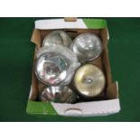 Box of five 7" diameter lamps with chromed bowls Please note descriptions are not condition reports,