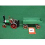 Early Mamod steam tractor with lever whistle and spirit burner (playworn) together with an open