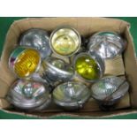 Box of chromed vehicle lamps from Lucas, Wipac, Ever Wing and Lumax Please note descriptions are not