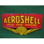 French double sided enamel sign for Aeroshell Huile Pour Moteurs En Vente Ici, yellow letters on a