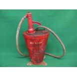 Baelz portable forecourt oil dispenser in red with Gear Oil Only in white letters - 26.5" tall