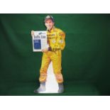 Cardboard Cellnet Traffic Line advertising stand featuring a young Damon Hill, signed in felt