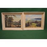 Ernest Knight, two oil on canvases of landscape and seascapes each signed in lower opposing