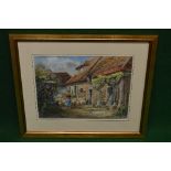 Freda Wright, 20th century watercolour entitled French Farmyard Dordogne, the watercolour having