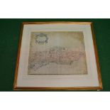 Robert Morden hand coloured map of Sussex covering Hastings, Lewes, Bramber and Chichester with