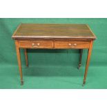 Mahogany cross banded fold over card table the top opening to reveal green baized playing surface