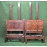 Two oak panelled single bed frames having dowed joints - 36.25" wide and 37" wide Please note