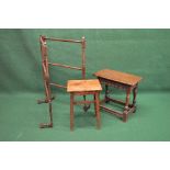 20th century oak joint style stool having stretchered legs - 20" long together with an oak