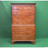 19th century mahogany chest on chest the upper section having blind fretwork cut corners with two