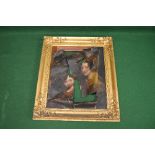 18th/19th century oil on canvas portrait of woman and child (in badly torn condition) - in