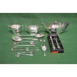 Mappin and Webb silver plated three piece teaset together with a quantity of silver plated